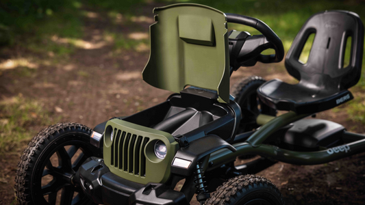 BERG Buddy Jeep Wrangler pedal go-kart in garden