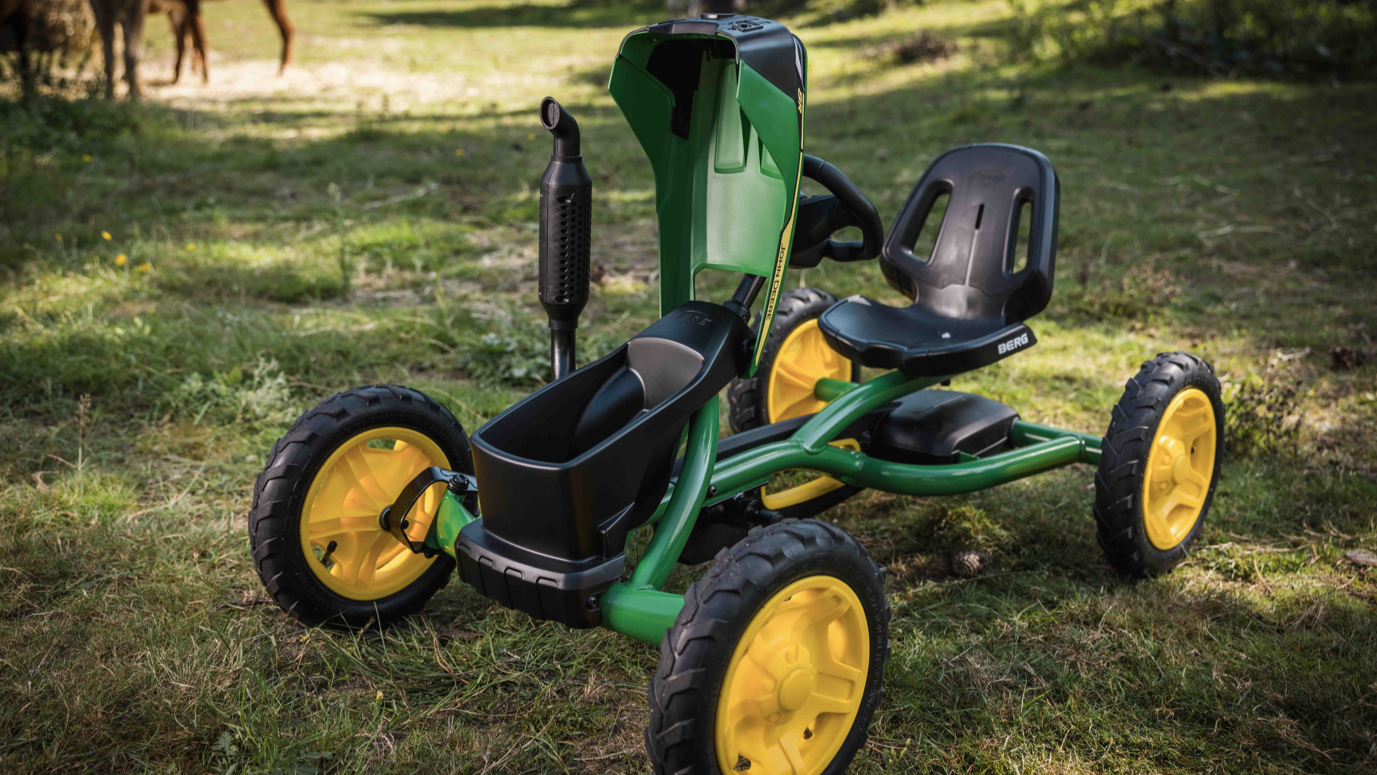 BERG Buddy John Deere pedal go-kart in garden
