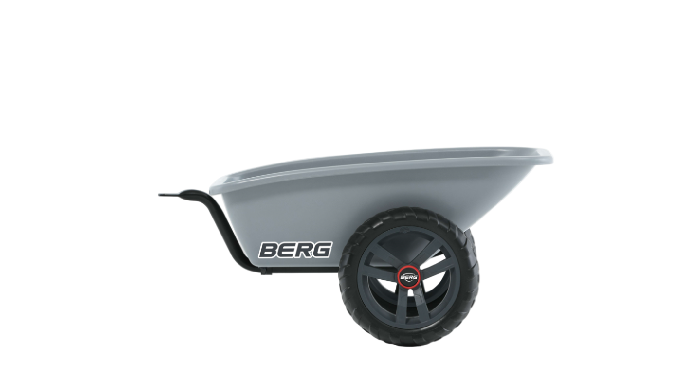 Close-up of BERG Buzzy Trailer S wheel and towbar