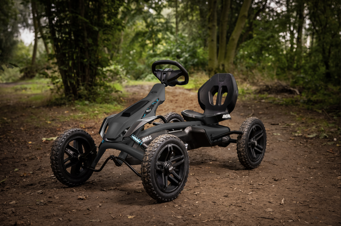 BERG Rally DRT Black 3 Gear pedal go-kart in garden
