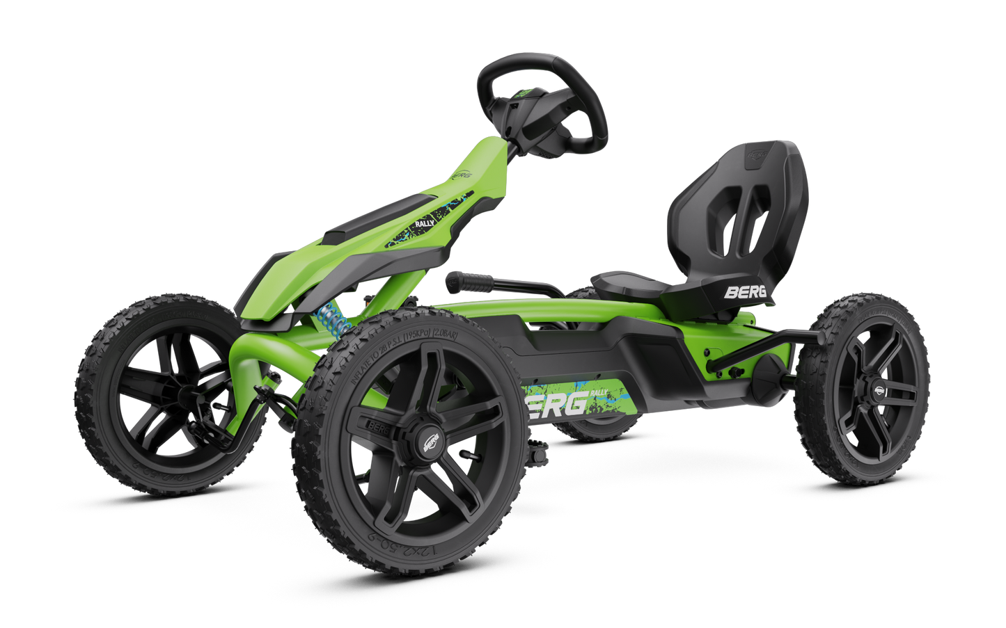 Kids active play on BERG Rally DRT Green