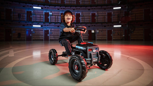Adjustable seat on BERG Buzzy Police pedal go-kart