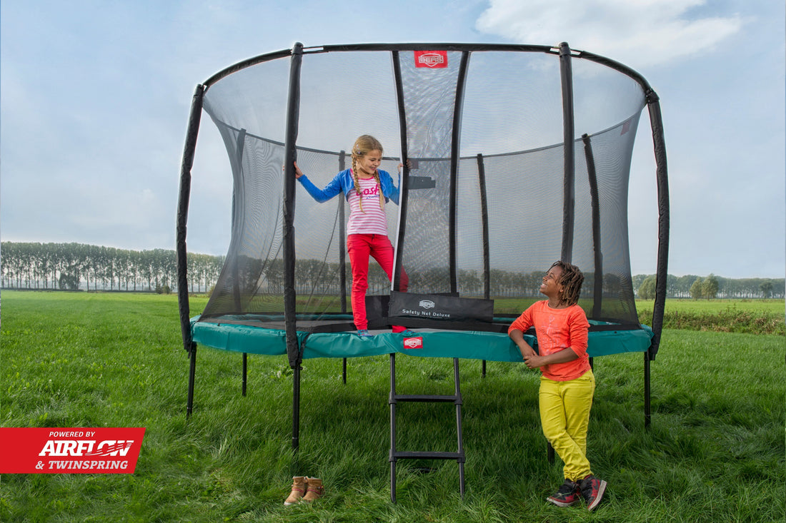 BERG FlatGround and InGround trampolines installed in outdoor family gardens in Ireland