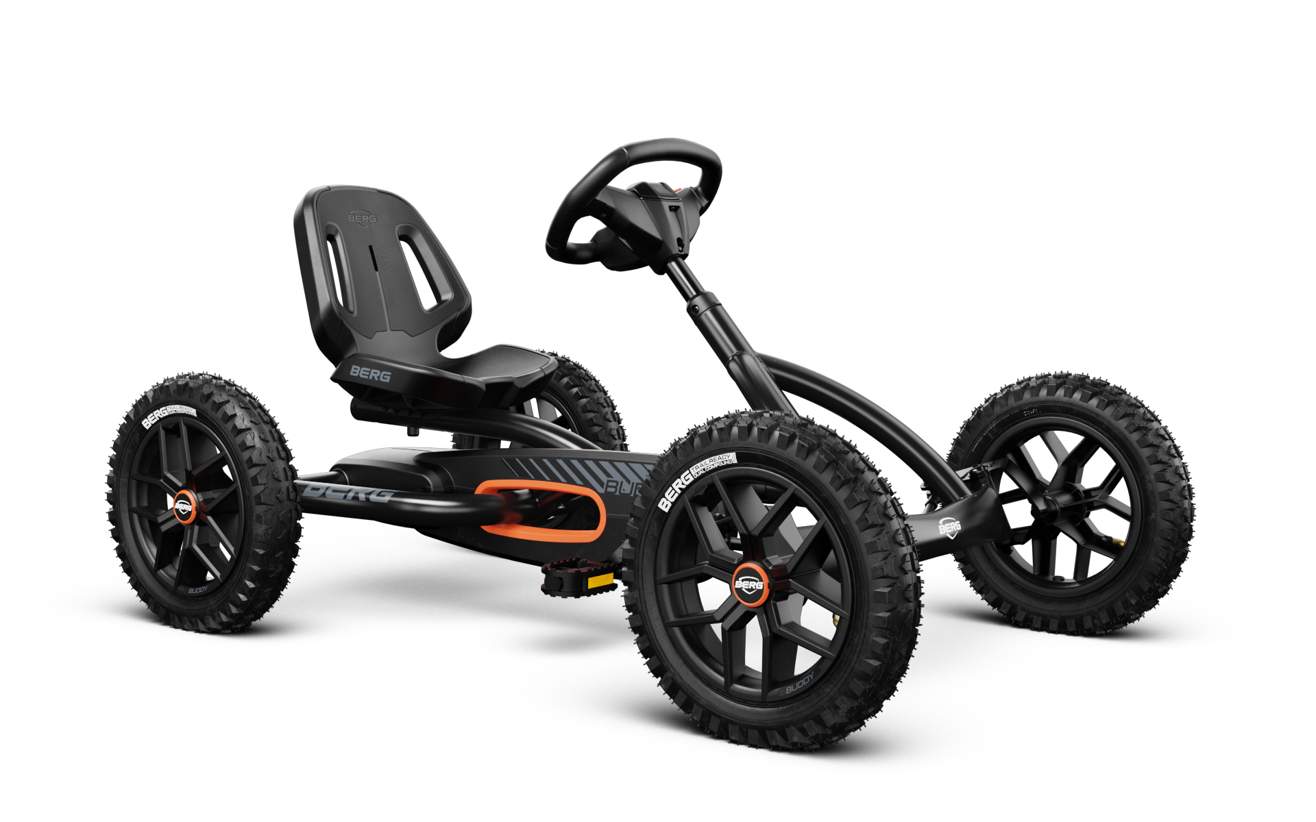 BERG Buddy Cross Black pedal go kart front view durable kids outdoor toy Ireland