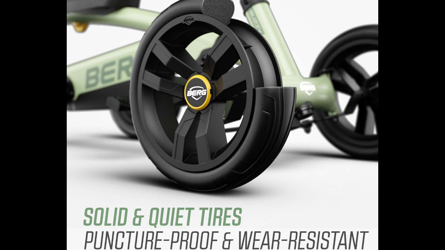 Adjustable seat detail on the BERG Buzzy Green pedal go-kart