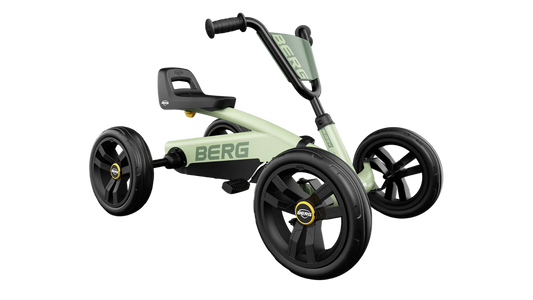 BERG Buzzy Green pedal car designed for safe outdoor play and easy pedaling