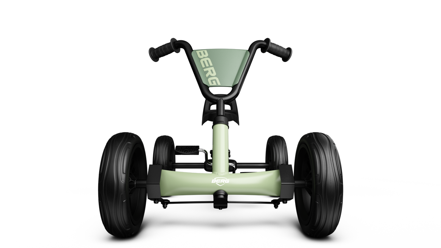 BERG Buzzy Green pedal go-kart front view for toddlers and young children