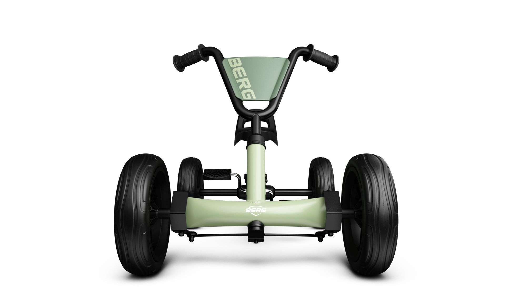 BERG Buzzy Green pedal go-kart front view for toddlers and young children