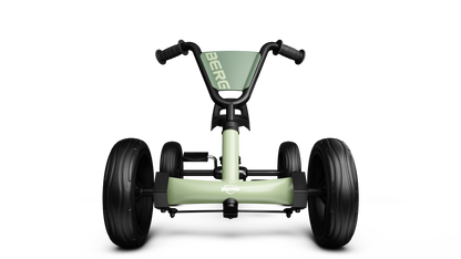 BERG Buzzy Green pedal go-kart front view for toddlers and young children