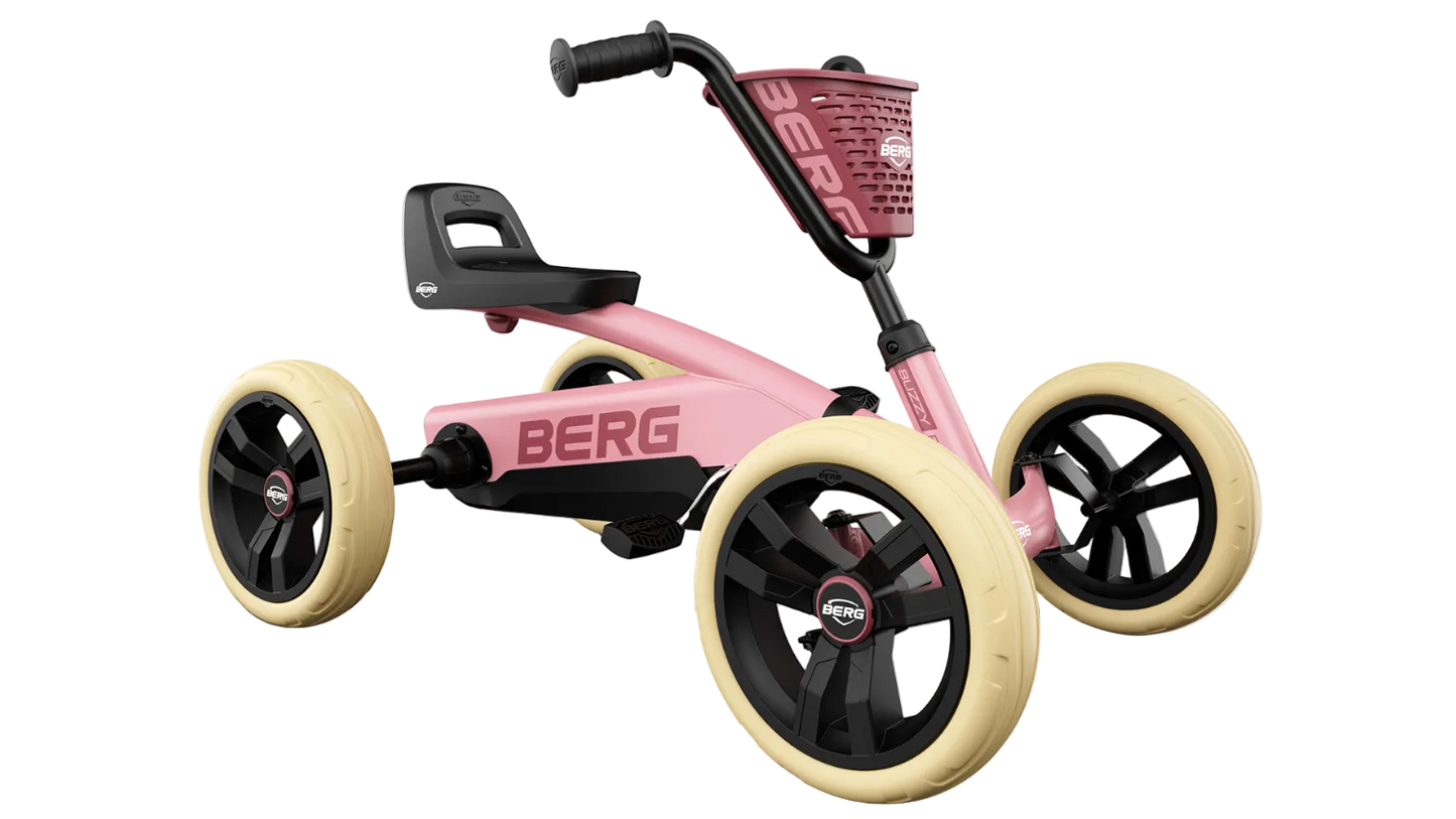 BERG Buzzy Pink pedal car designed for safe outdoor play and easy pedaling