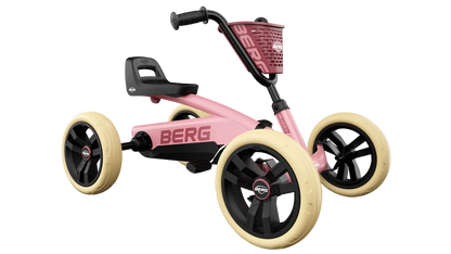 BERG Buzzy Pink pedal car designed for safe outdoor play and easy pedaling