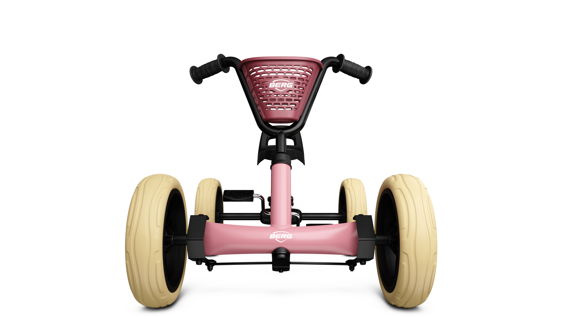 BERG Buzzy Pink pedal go-kart front view for toddlers and young children