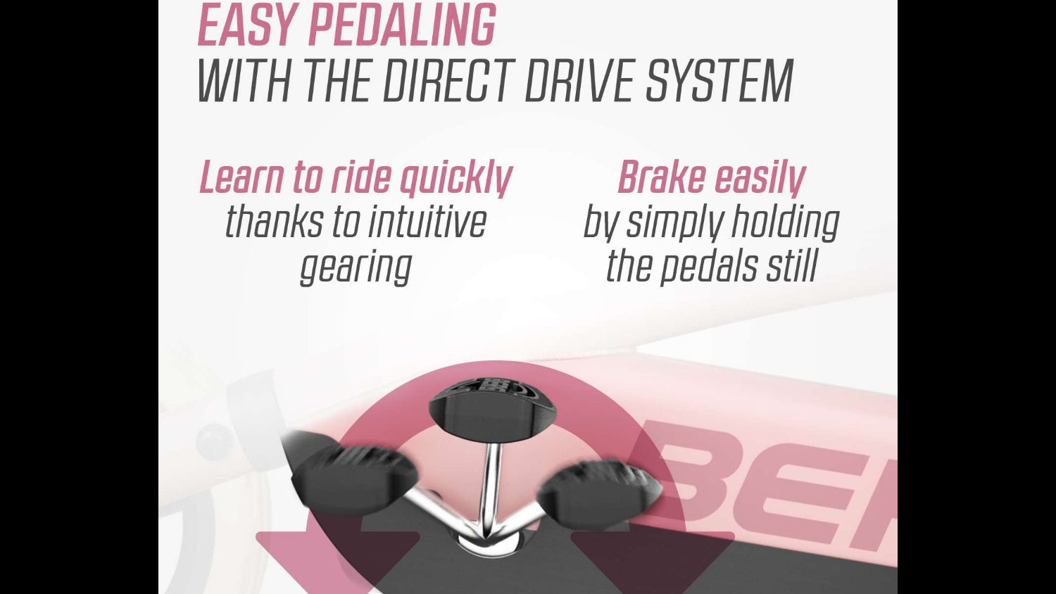 Steering wheel and ergonomic controls on the BERG Buzzy Pink ride-on kart
