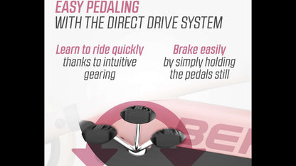 Steering wheel and ergonomic controls on the BERG Buzzy Pink ride-on kart