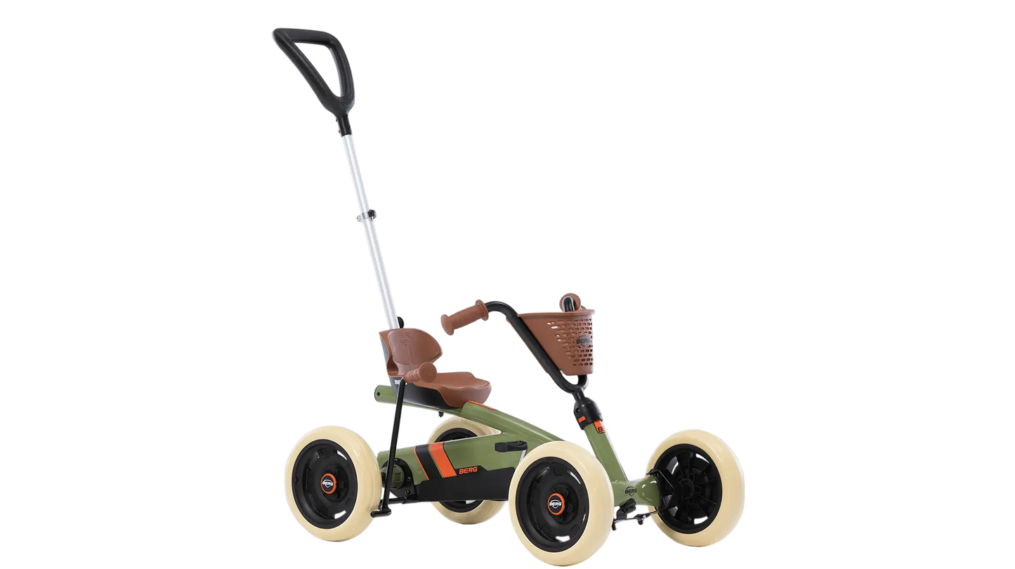 BERG Buzzy Retro Green 2-in-1 pedal go-kart with push bar