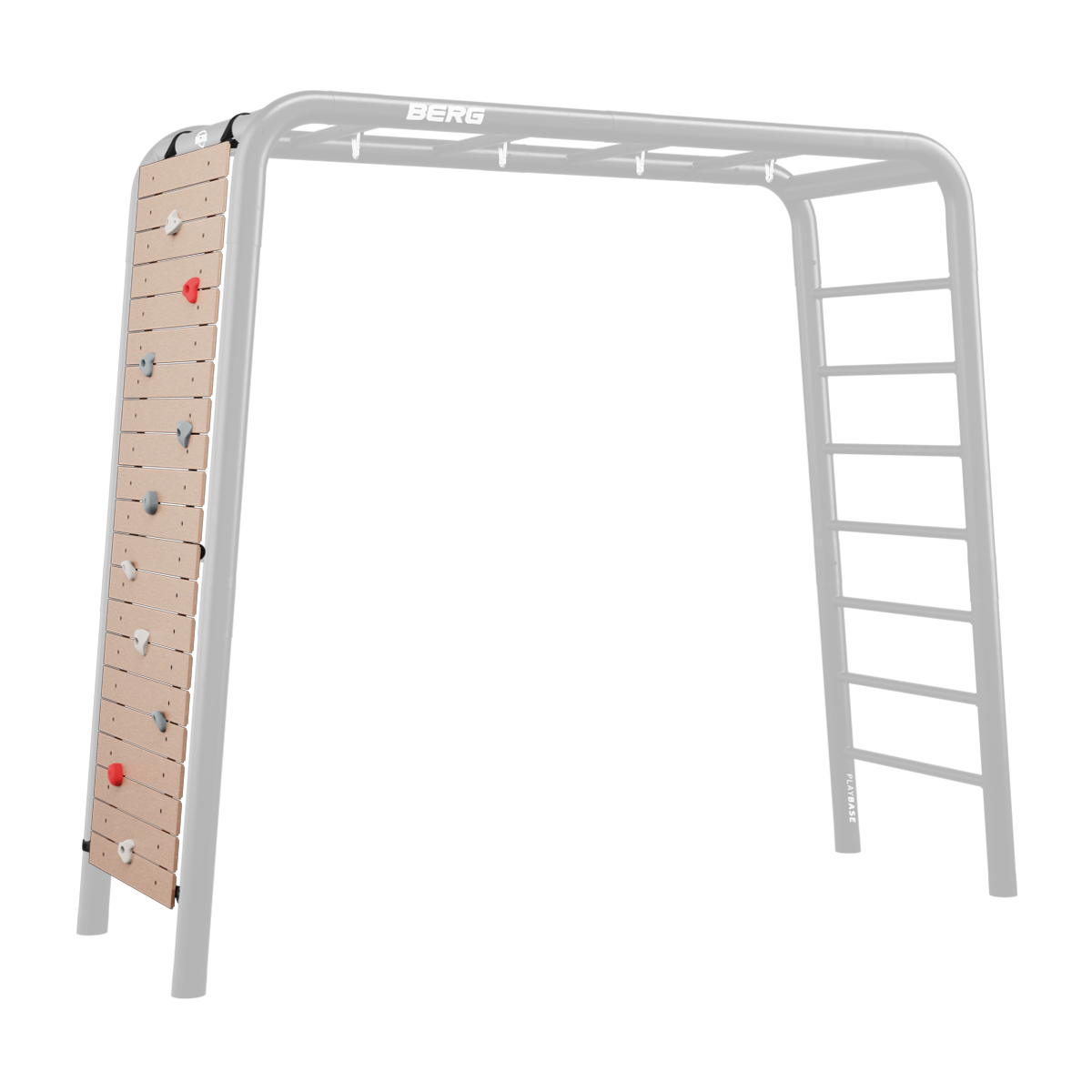 BERG PlayBase Climbing Wall attached to frame