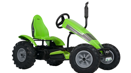 Outdoor farm play with BERG Deutz pedal tractor