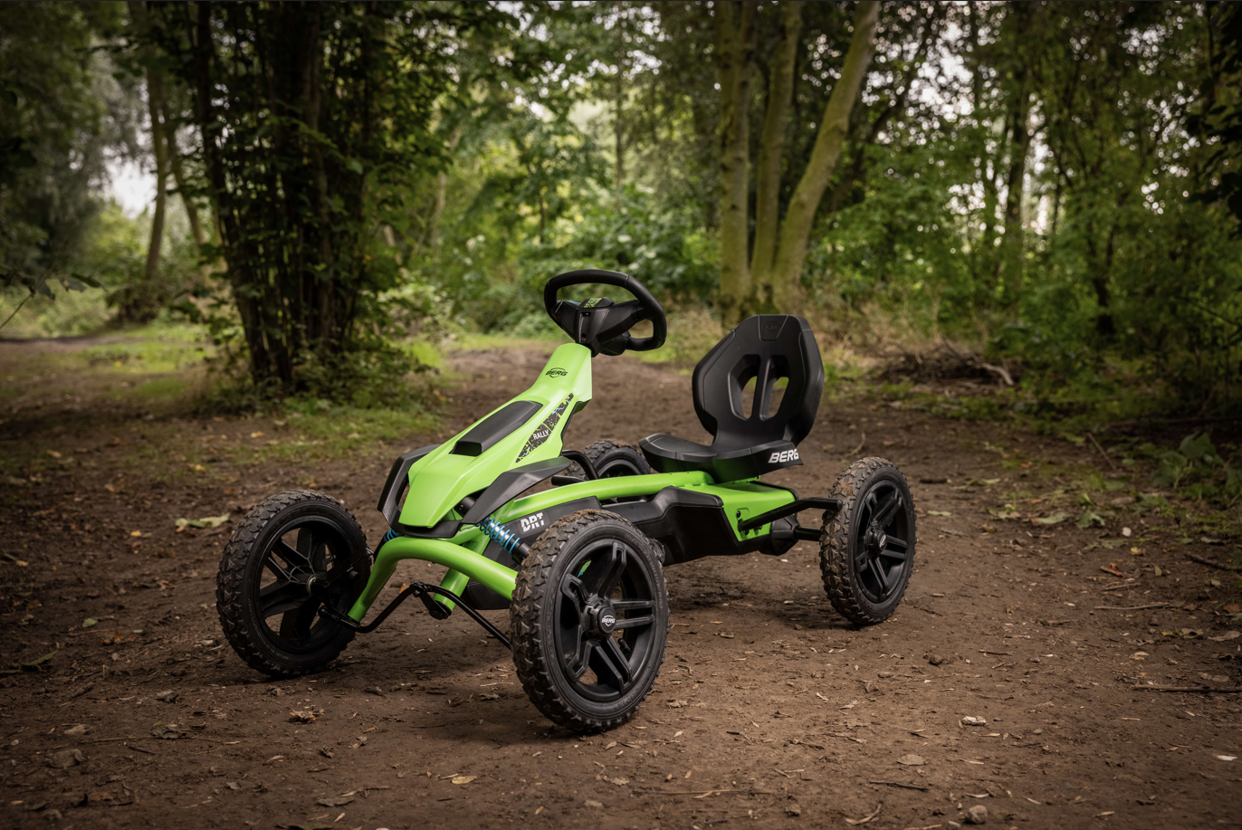 BERG Rally DRT Green pedal go-kart in garden