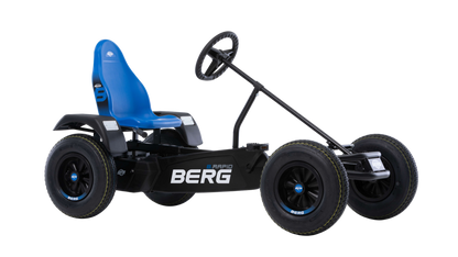 Sporty blue BERG Rapid Blue go-kart for outdoor play