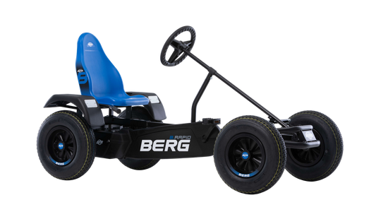 Sporty blue BERG Rapid Blue go-kart for outdoor play